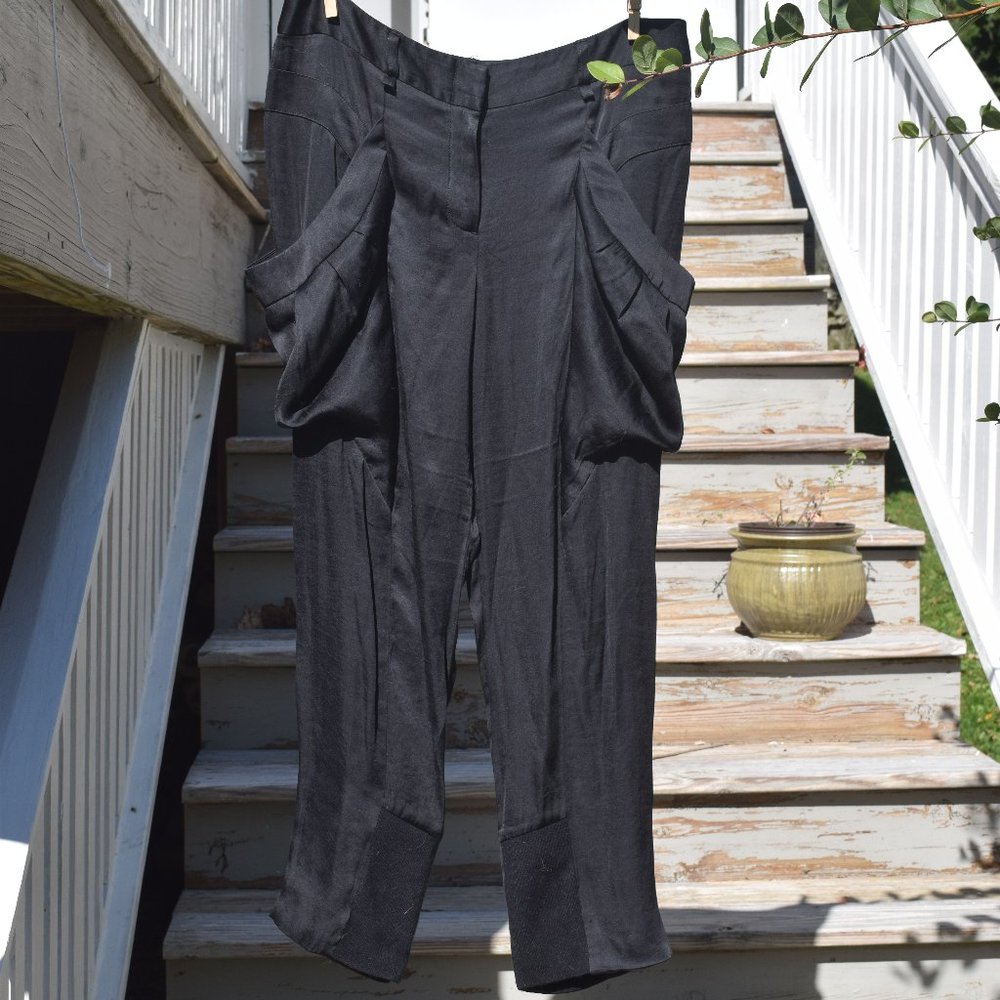 BCBG MaxAzria silk joggers w/ large pocket detail